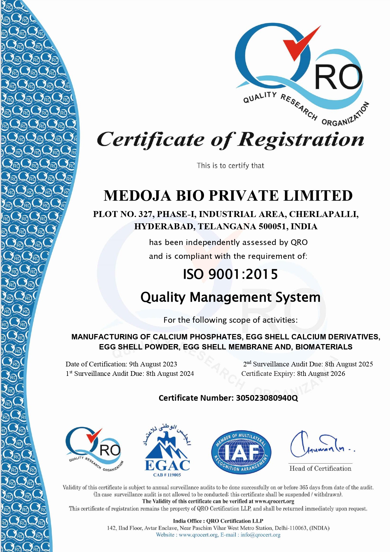 ISO 9001 — QRO EGAC