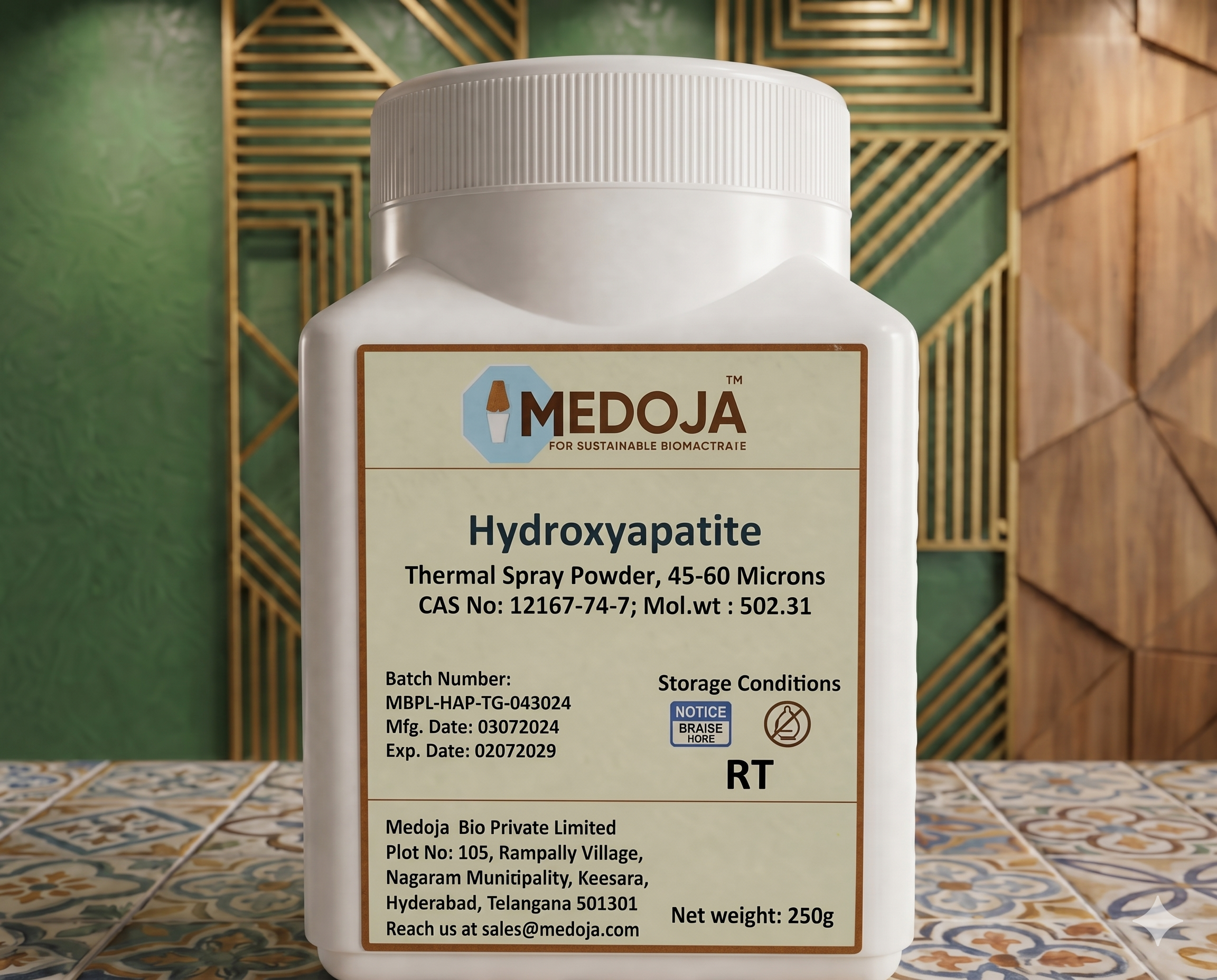 Thermal spray grade hydroxyapatite powder for implant coatings