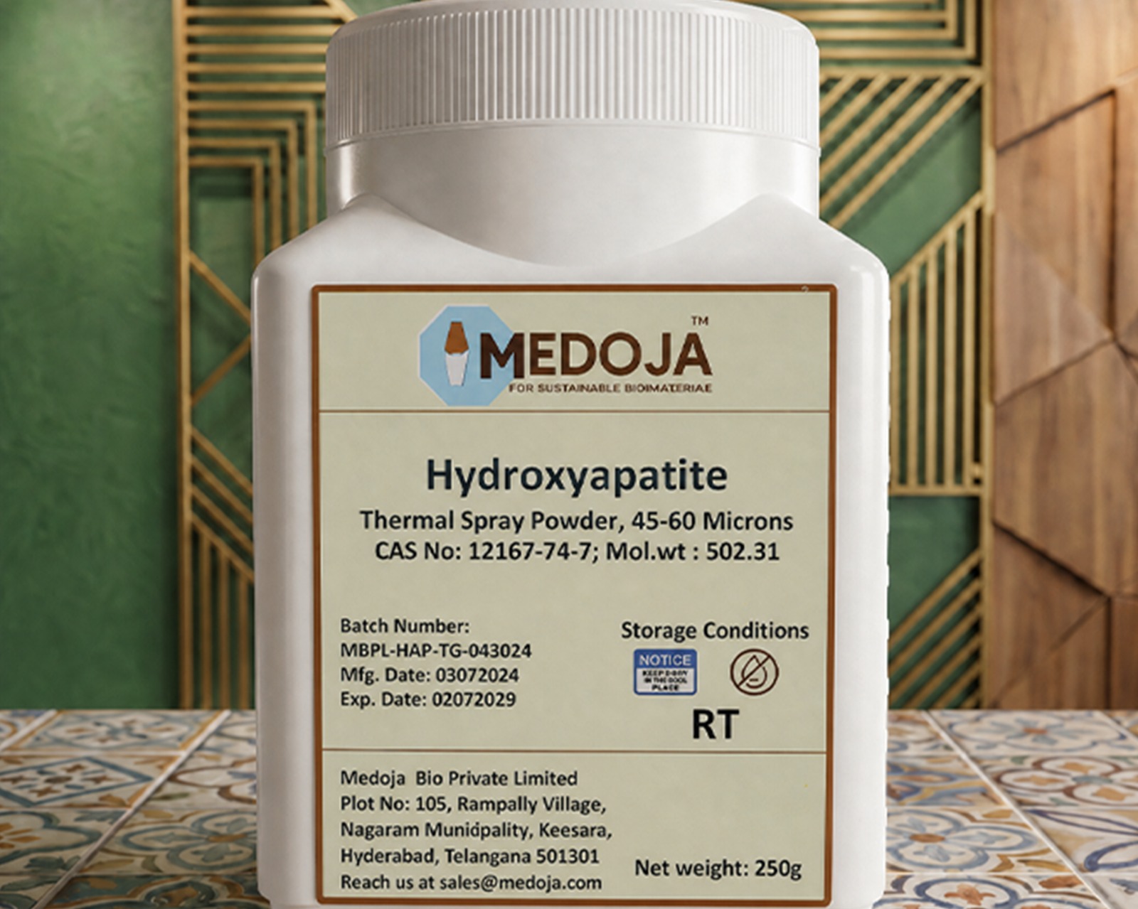 Thermal spray grade hydroxyapatite powder for implant coatings